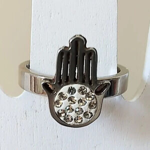NIB Size 7.75 Hamsa Stainless Steel Ring